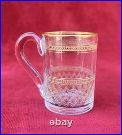 Baccarat Gold Set Shot Cordial Glasses Verre Service A Liqueur Cristal Grave Or