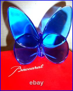 Baccarat Joli Papillon Bleu Cristal Estampille(neuf En Boite)