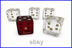 Baccarat Lot de 5 Dés en Cristal Signés Points Dorés 1 Dé Rouge XX? Sièc
