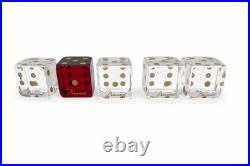 Baccarat Lot de 5 Dés en Cristal Signés Points Dorés 1 Dé Rouge XX? Sièc