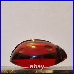 Baccarat Magnifique coccinelle rouge rubis en verre Signée Parfait état