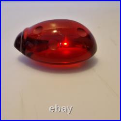 Baccarat Magnifique coccinelle rouge rubis en verre Signée Parfait état