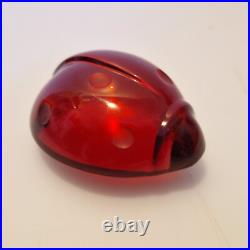 Baccarat Magnifique coccinelle rouge rubis en verre Signée Parfait état
