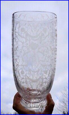 Baccarat Michelangelo Michel Ange Vase Crystal Cristal Grave Art Deco 1930 B