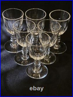 Baccarat Modèle Clermont Côtes Plates Lot 6 Anciens Verres A Vin Porto Cristal