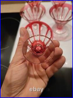 Baccarat Modèle Rex 5 Verres En Cristal Doublé Rouge Très Rare