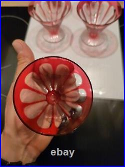 Baccarat Modèle Rex 5 Verres En Cristal Doublé Rouge Très Rare
