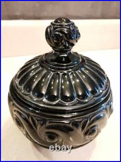 Baccarat Modele Russe Pot Couvert A Sel De Bain Cristal Noire 13 Cm Tbe