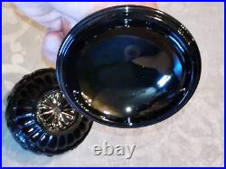 Baccarat Modele Russe Pot Couvert A Sel De Bain Cristal Noire 13 Cm Tbe