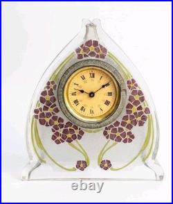 Baccarat Pendulette Fond Givre Emaille Cristal Art Nouveau 1900 Clock