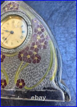 Baccarat Pendulette Fond Givre Emaille Cristal Art Nouveau 1900 Clock