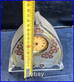 Baccarat Pendulette Fond Givre Emaille Cristal Art Nouveau 1900 Clock