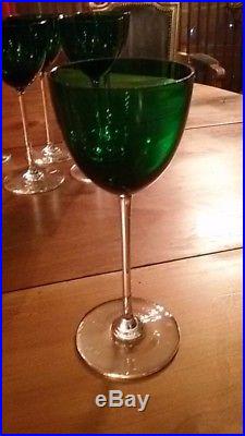 Baccarat Perfection 6 Verres A Vin Du Rhin / D'alsace Roemer Vert Emeraude