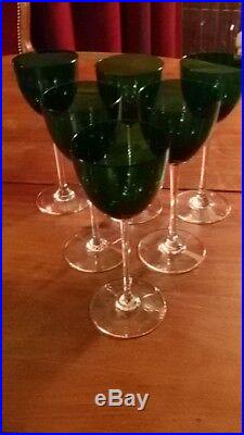 Baccarat Perfection 6 Verres A Vin Du Rhin/d'alsace Roemer Cristal Vert Neuf