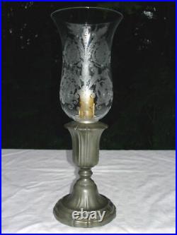 Baccarat Pied De Lampe Photophore Bougeoir Flambeau Etain Verrine Cristal Grave