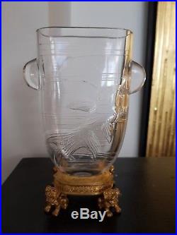 Baccarat Pour L'escalier De Cristal Vase Japonisant Cristal Et Bronze Doré 1880