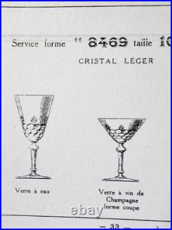 Baccarat Rare Lot 5 Verres Taillé N 8469 De 1916 Cristal H 14 Cm
