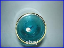 Baccarat Rare Service A Liqueur Cristal Bleu Emaille 1900