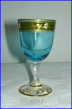 Baccarat Rare Service A Liqueur Cristal Bleu Emaille 1900