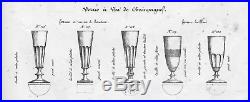 Baccarat Saint Louis Caton Flutes A Champagne Cristal Taillé Cotes Plates 19ème