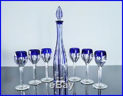 Baccarat Service A Madére Cristal Taille Couler Carafe 6 Verres A Rhin Signe
