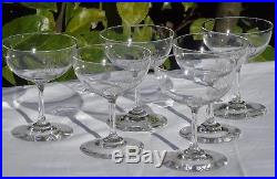 Baccarat Service de 6 coupes à champagne en cristal, monogrammées