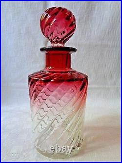 Baccarat Swirl Bambou Perfume Bottle Flacon De Parfum Couleur Coloré Rose Rouge