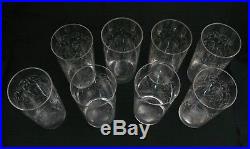 Baccarat modèle Lulli, cristal, 8 verres à orangeade, signés, parfait état