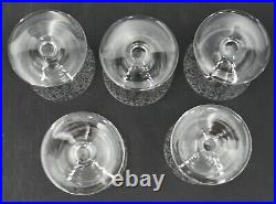 Baccarat modèle Lully, 5 verres à porto, 7 cm, cristal, signés
