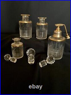 Baccarat, modéle Nancy cristal, liseré doré, fin XIXe début XXe, flacons Baccarat, modéle Nancy cristal, liseré doré, fin XIXe début XXe, flacons