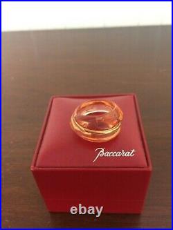 Bague ambre rose liseret or en cristal de Baccarat taille 54