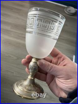 Beau Verre Nuit Cristal Baccarat Monture Pied Argent Massif Minerve