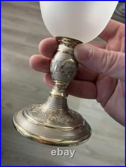 Beau Verre Nuit Cristal Baccarat Monture Pied Argent Massif Minerve