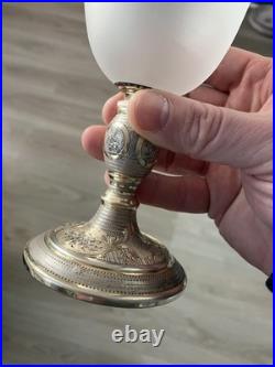 Beau Verre Nuit Cristal Baccarat Monture Pied Argent Massif Minerve