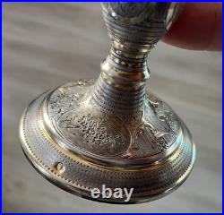 Beau Verre Nuit Cristal Baccarat Monture Pied Argent Massif Minerve