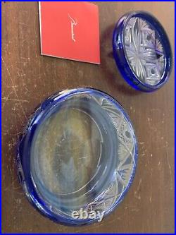 Boite à poudre bleue overlay en cristal de Baccarat