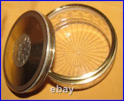 Boite coffret cristal probablement Baccarat couvercle argent vermeil Minerve