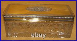 Boite coffret cristal probablement Baccarat couvercle monture vermeil Minerve