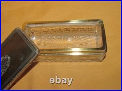 Boite coffret cristal probablement Baccarat couvercle monture vermeil Minerve