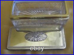Boite coffret cristal probablement Baccarat couvercle monture vermeil Minerve