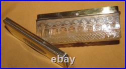 Boite coffret cristal probablement Baccarat couvercle monture vermeil Minerve