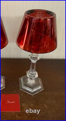 Bougeoir rouge our fire en cristal Baccarat