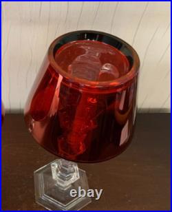 Bougeoir rouge our fire en cristal Baccarat