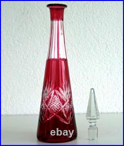 CARAFE Cristal Overlay Rouge BACCARAT ou SAINT LOUIS XXème Siècle