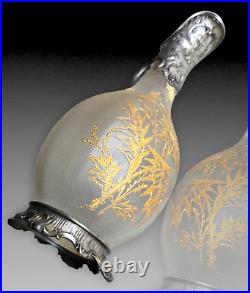 Carafe Aiguiere Cristal Givré+etain Chardons Dore Daum Baccarat Art Nouveau 1900