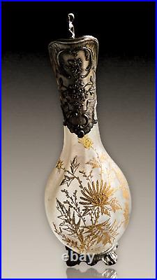 Carafe Aiguiere Cristal Givré+etain Chardons Dore Daum Baccarat Art Nouveau 1900