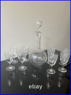 Carafe Et 8 Verres À Vin Blanc En Cristal Baccarat Modèle athenienne