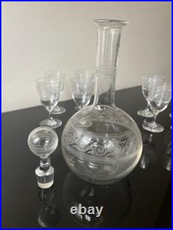 Carafe Et 8 Verres À Vin Blanc En Cristal Baccarat Modèle athenienne