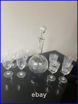 Carafe Et 8 Verres À Vin Blanc En Cristal Baccarat Modèle athenienne