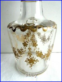 Carafe à alcool, flacon cristal Baccarat, émaillé or fin, Noeuds Louis XVI